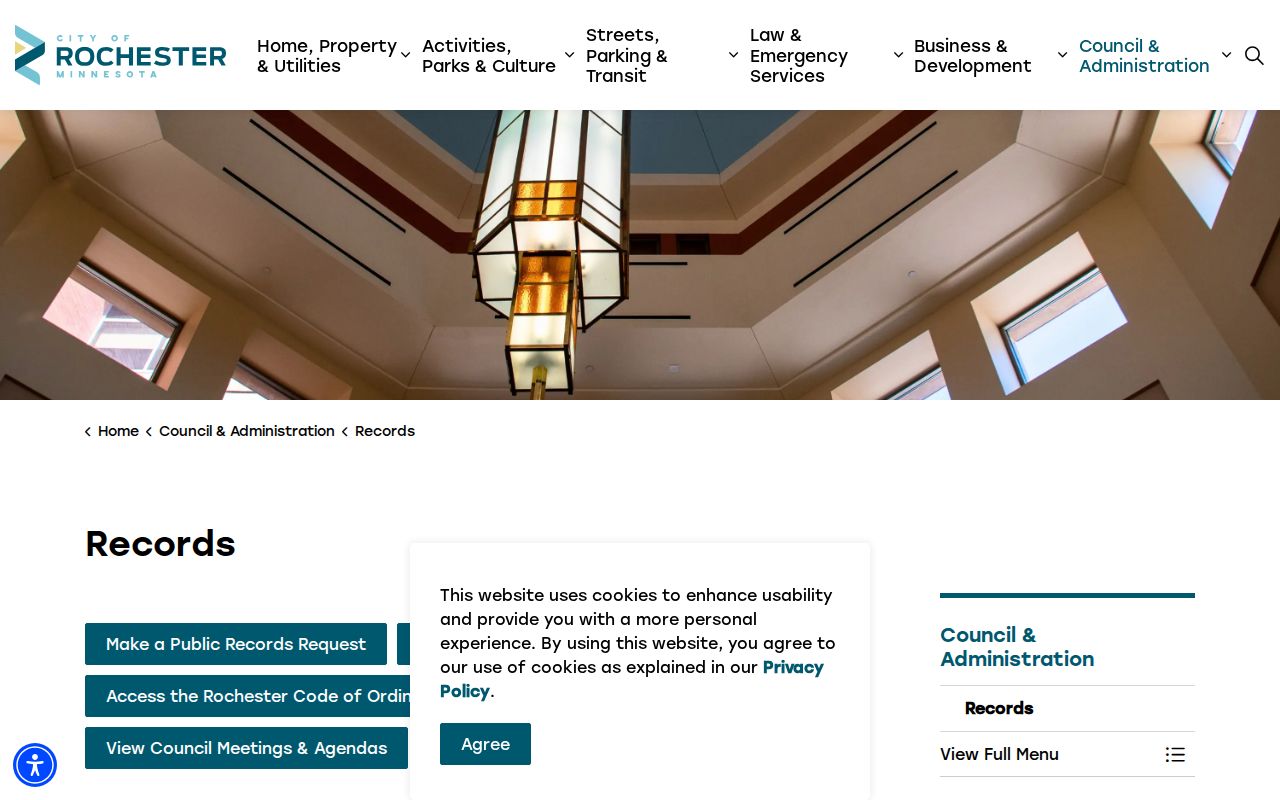 Rochester residents directory City Clerk public records request portal