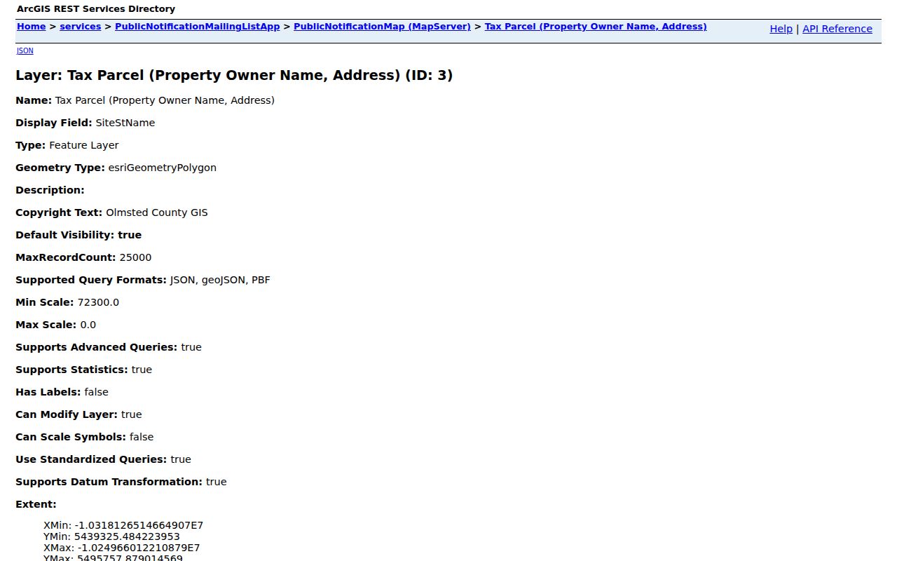 Rochester neighbors lookup using the Olmsted GIS adjacent parcel layer