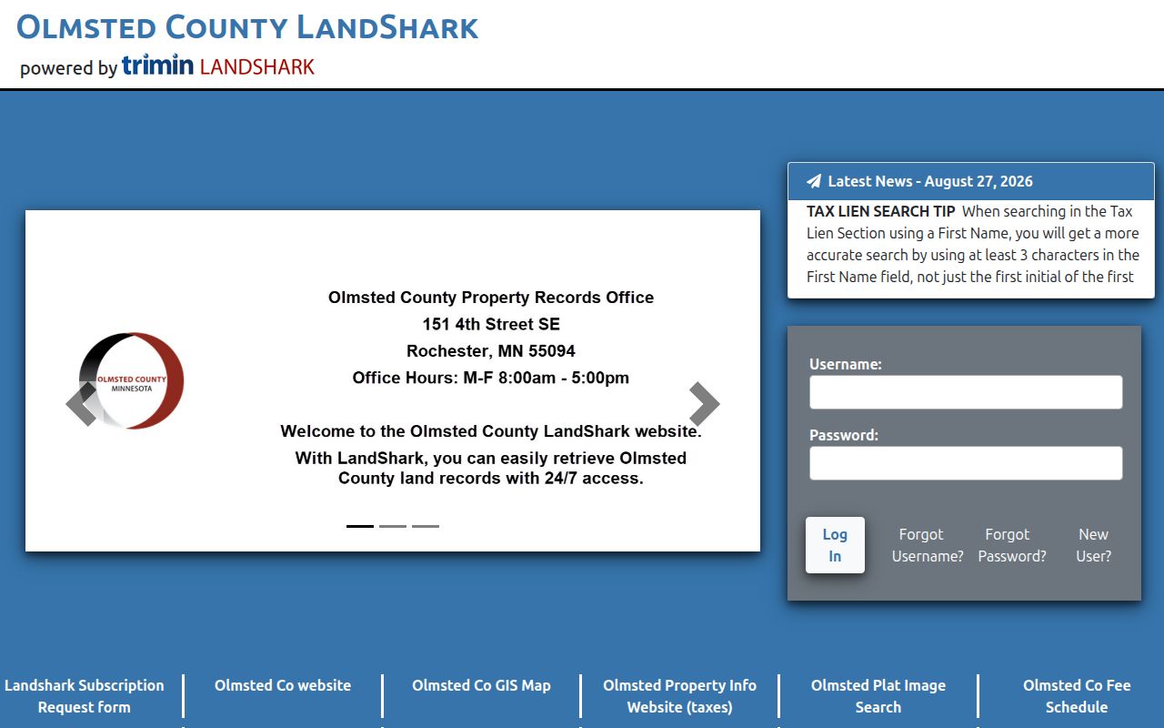 Rochester street directory Olmsted County LandShark deed index